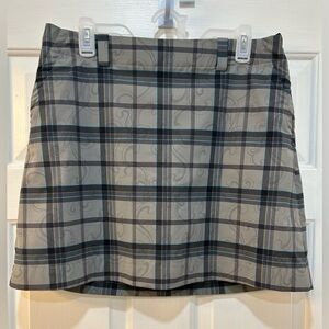 Nike Golf Dri-Fit Skort Pockets Womens 10 Blue Gray Plaid Side Zip Preppy Club
